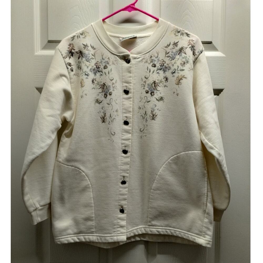 Vintage Northern Reflections Size Large (See MSRMNT) Floral Acorn Button Sweater